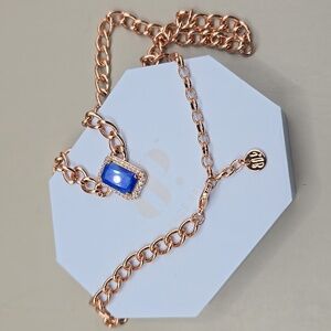 Bomb Party Necklace Clearly She's Fire Genuine Lapis Rose Gold Plating NK85886